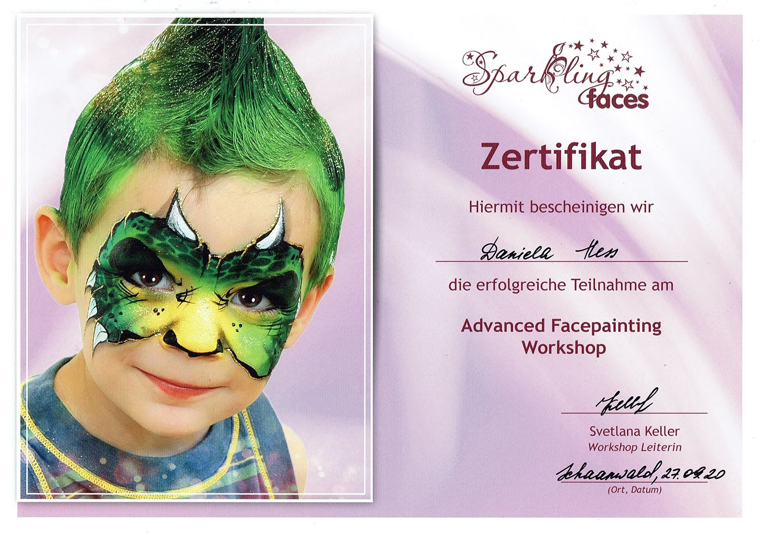 Zertifikat Advancet Facepainting Workshop